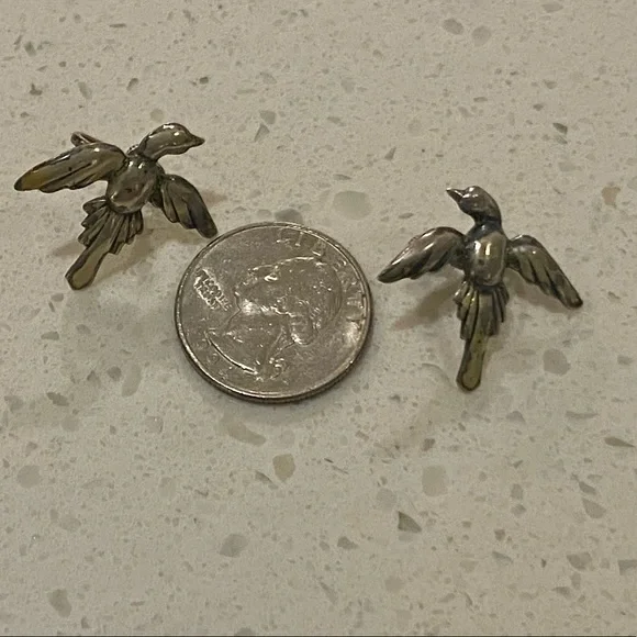 Vintage sterling silver screw on bird earrings - Picture 6 of 6